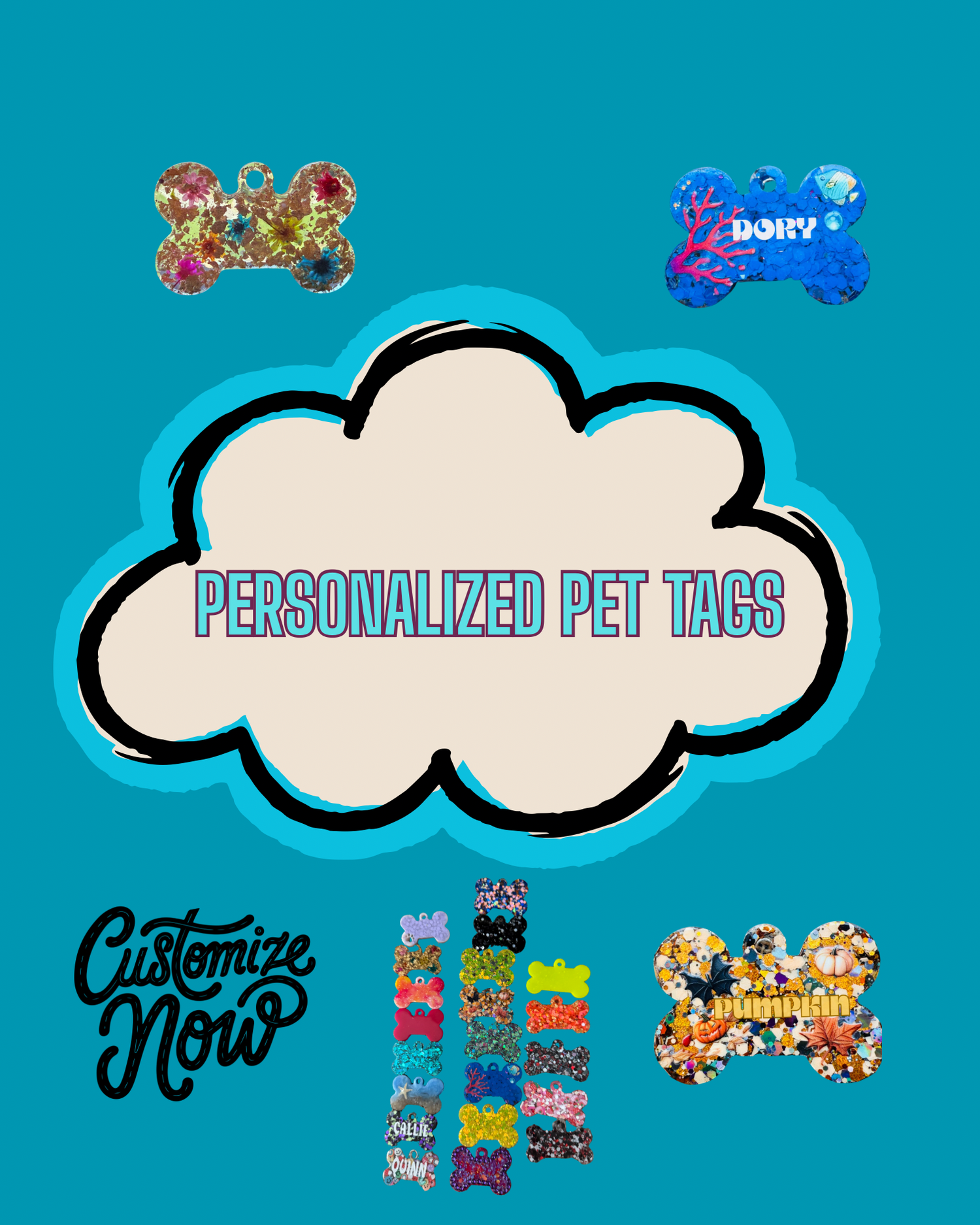 Custom Personalized Resin Pet ID Tag