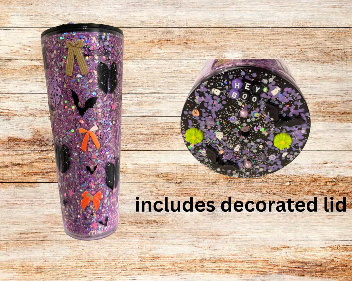 Coquette bow Halloween glitter Snowglobe Tumbler