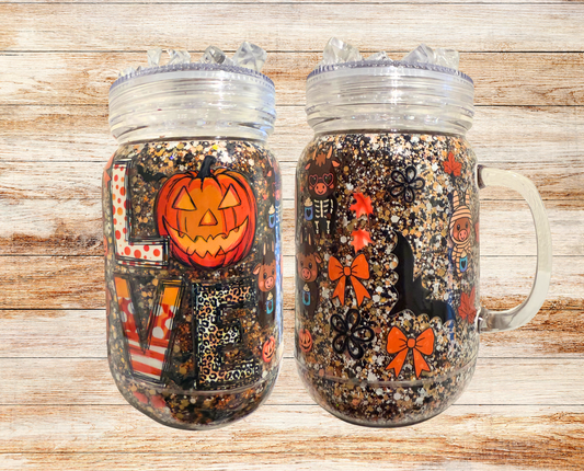 Halloween Mason Jar Tumbler with handle