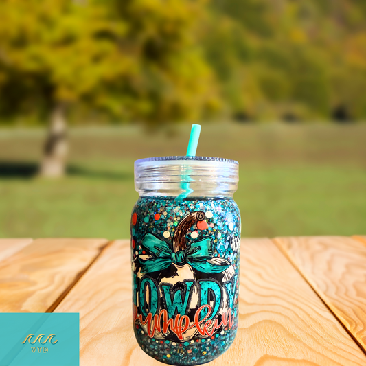 Pumpkin Snow Globe Mason Jar Tumbler