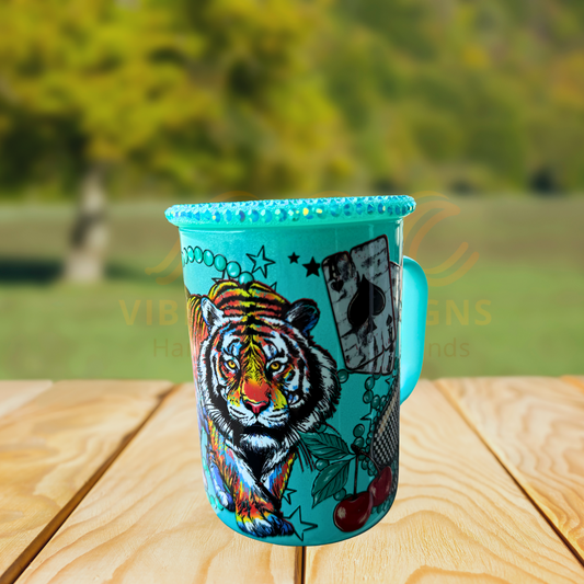 17 oz Glass Mug with Rhinestone Lid – Fierce & Fearless 💎