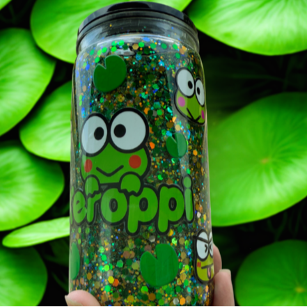 Green Glitter Frog Snow Globe Tumbler